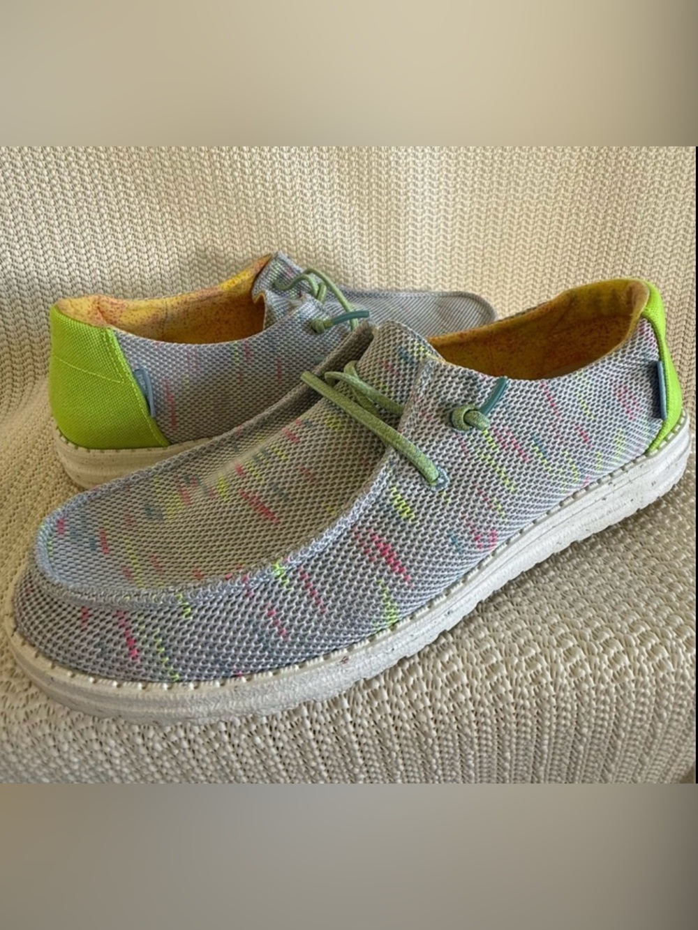 Hey Dude Wendy Sox Glow Blu Women’s 10 Gray Multicolor Slip-On Shoes